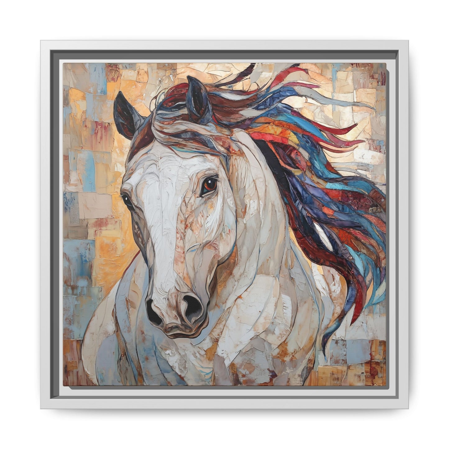 Colorful Mane Horse Matte Canvas Framed | Equine Wall Art
