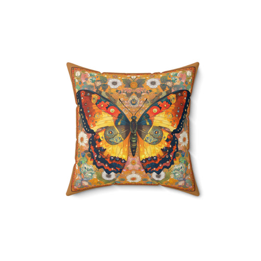 Butterfly Art Faux Suede Square Pillow | Bohemian Decor, Home Accent, Living Room, Gift for Nature Lovers, Cozy Throw Pillow