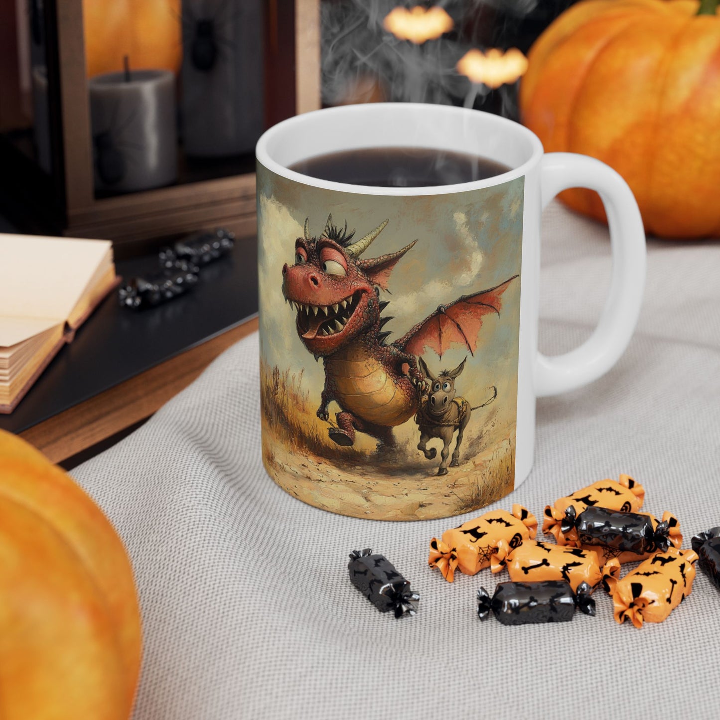 Dragon Ass Ceramic Mug - Whimsical Gift for Dragon Lovers, Unique Coffee Cup, Funny Tea Mug, Cute Dragon Artwork, Imaginary Creatures