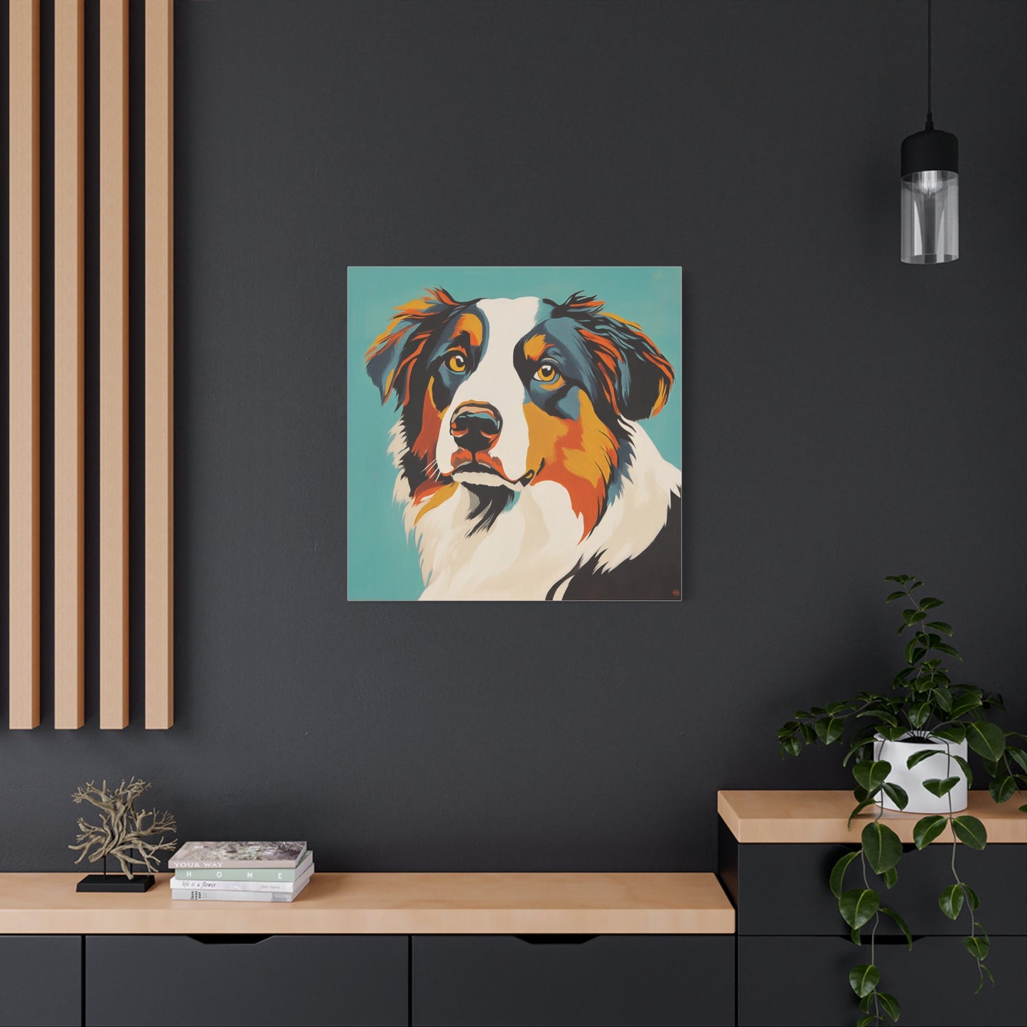 Mid Century Modern Aussie Canvas Wall Art, Home Decor, Pet Lover Gift, Dog Art, Animal Lover Decor