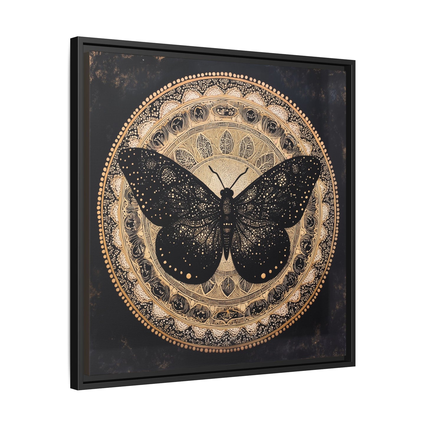 Black Moth Mandala Matte Canvas Framed | Wall Art