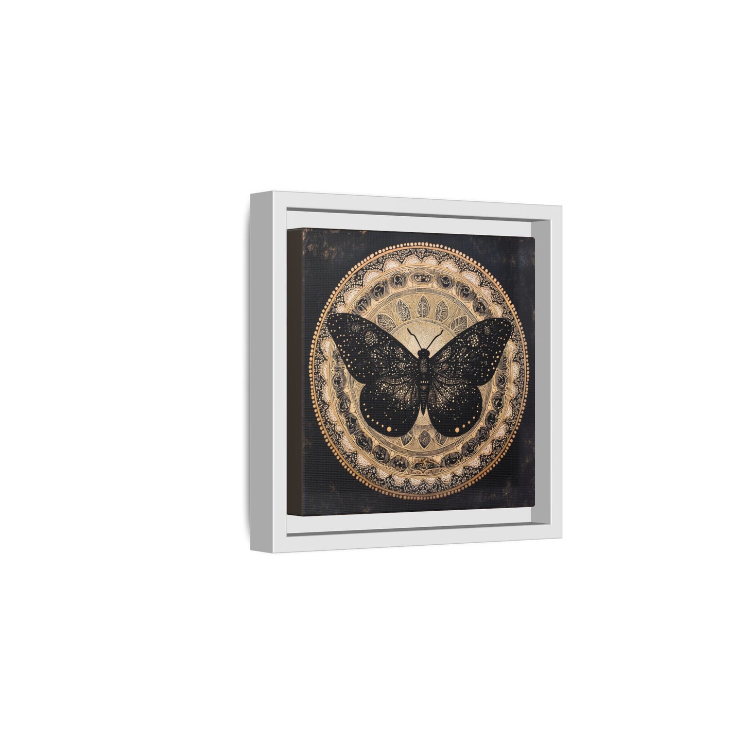 Black Moth Mandala Matte Canvas Framed | Wall Art