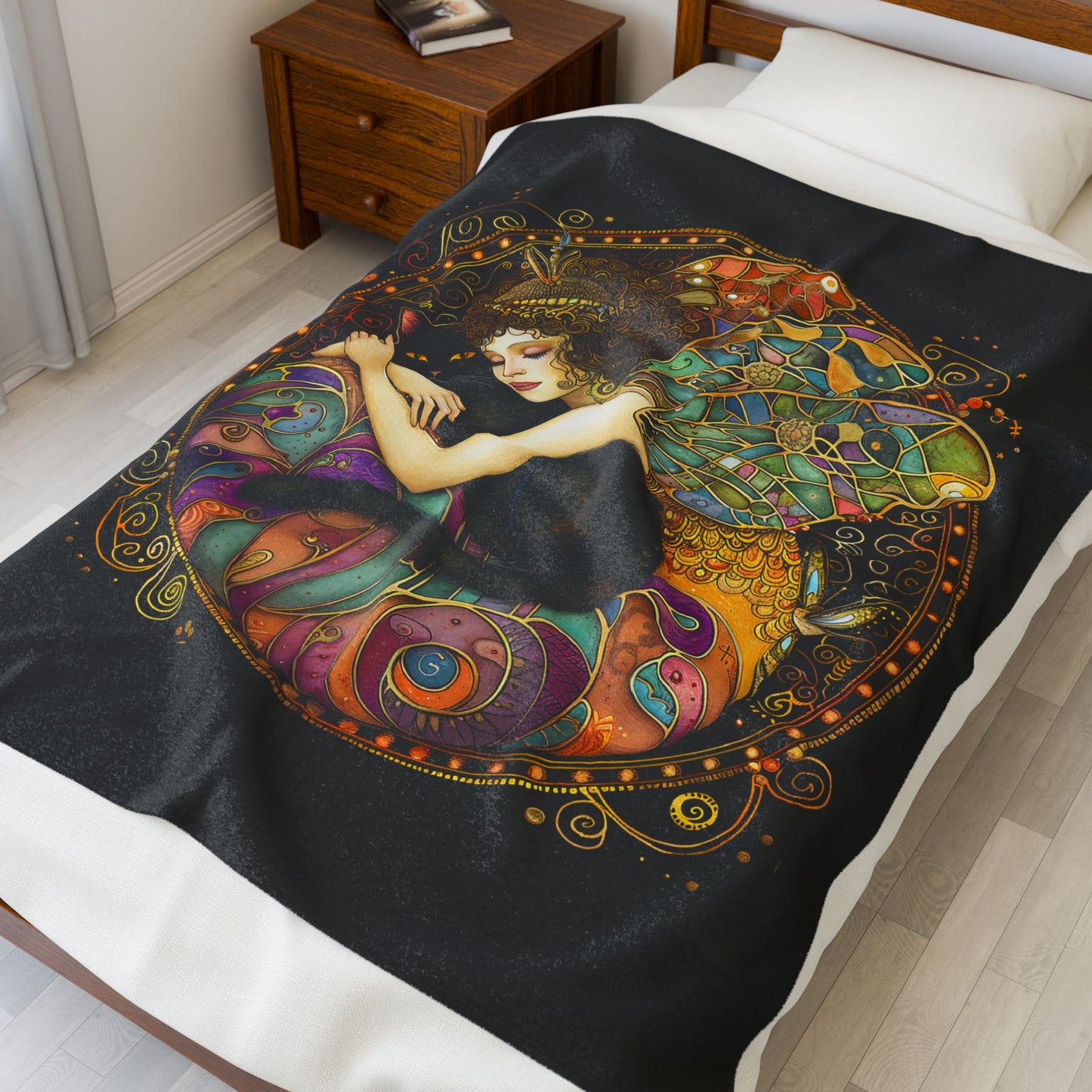 Artistic Fairy Velveteen Plush Blanket, Magical Home Décor, Cozy Gift for All Occasions, Soft Throw for Relaxation