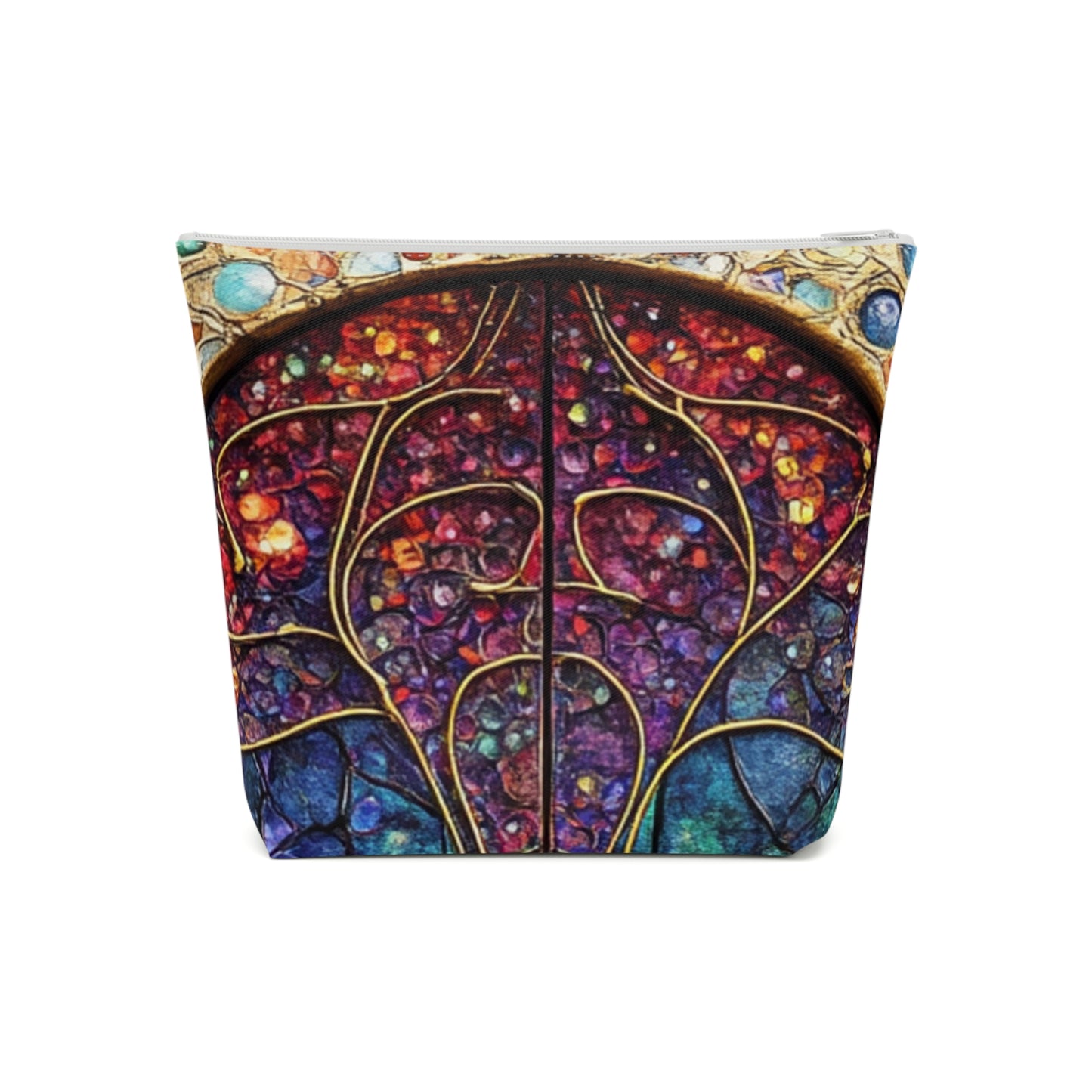 Fairy Door Colorful Cotton Cosmetic Bag, Vibrant Makeup Organizer, Artistic Travel Pouch, Gift for Her, Holiday Toiletries Case