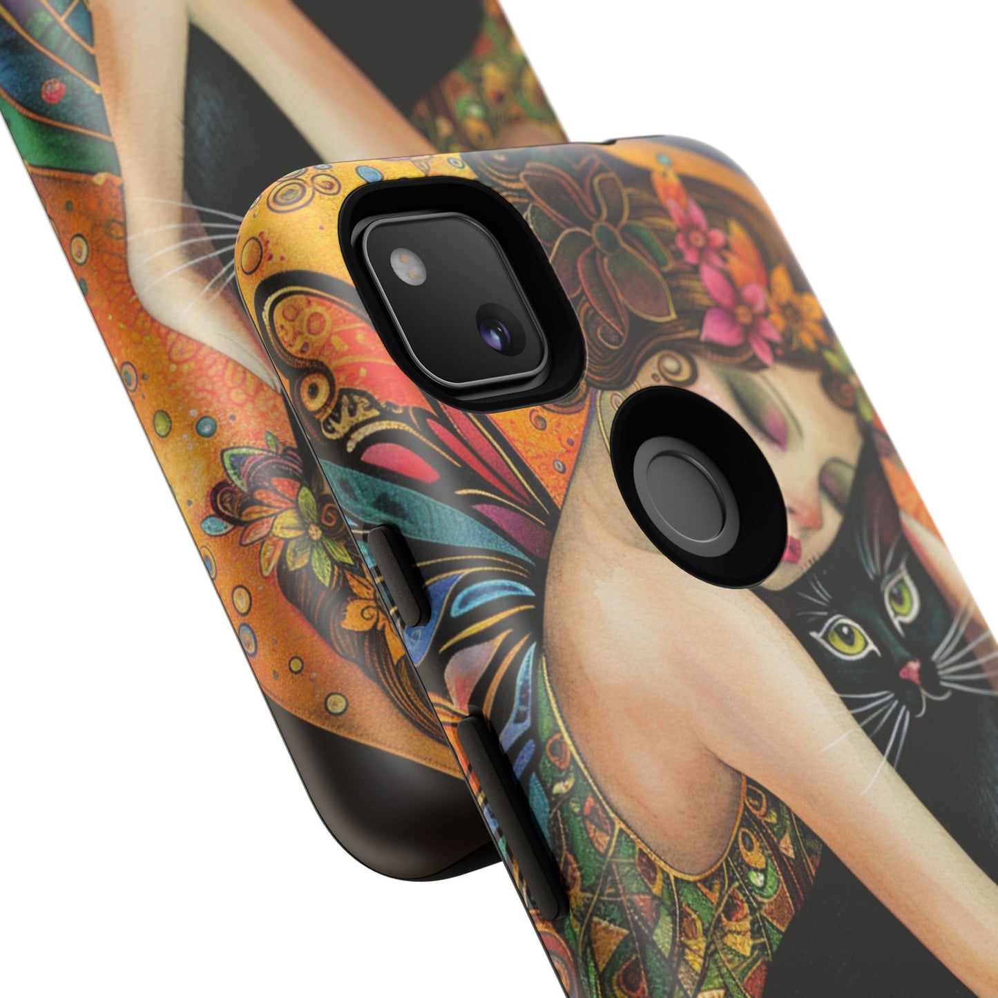 Colorful Art Phone Case with Cat and Fairy Design, Phone Cover Gift for Cat Lovers, Unique Floral Case, Magical Design, Vibrant Phone [...]