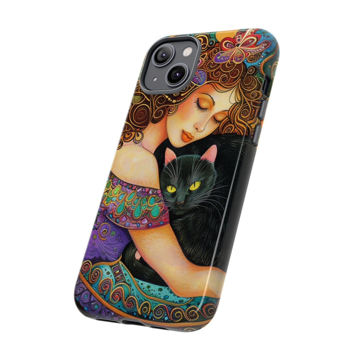 Colorful Cat Art Phone Case, Tough Phone Cover for Cat Lovers, Gift for Pet Owners, Artistic Mobile Case, Cute Cat Design