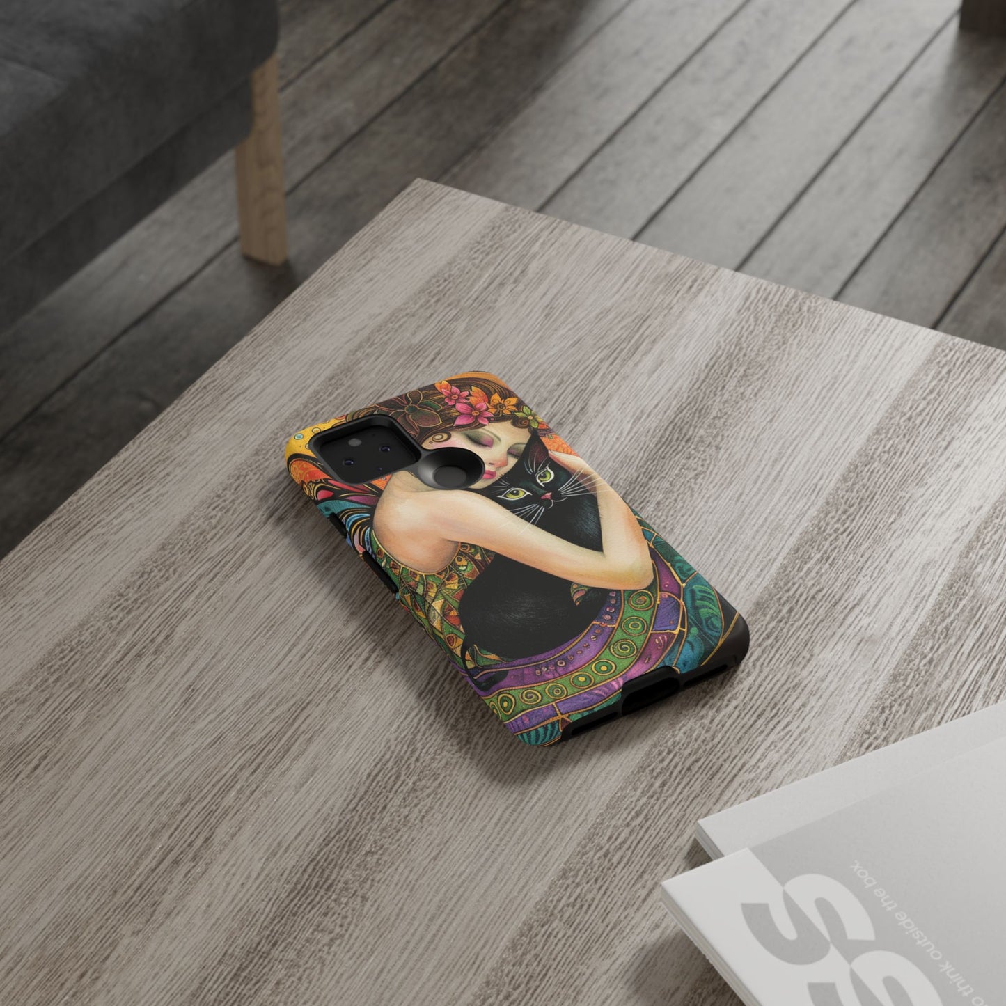 Colorful Art Phone Case with Cat and Fairy Design, Phone Cover Gift for Cat Lovers, Unique Floral Case, Magical Design, Vibrant Phone [...]