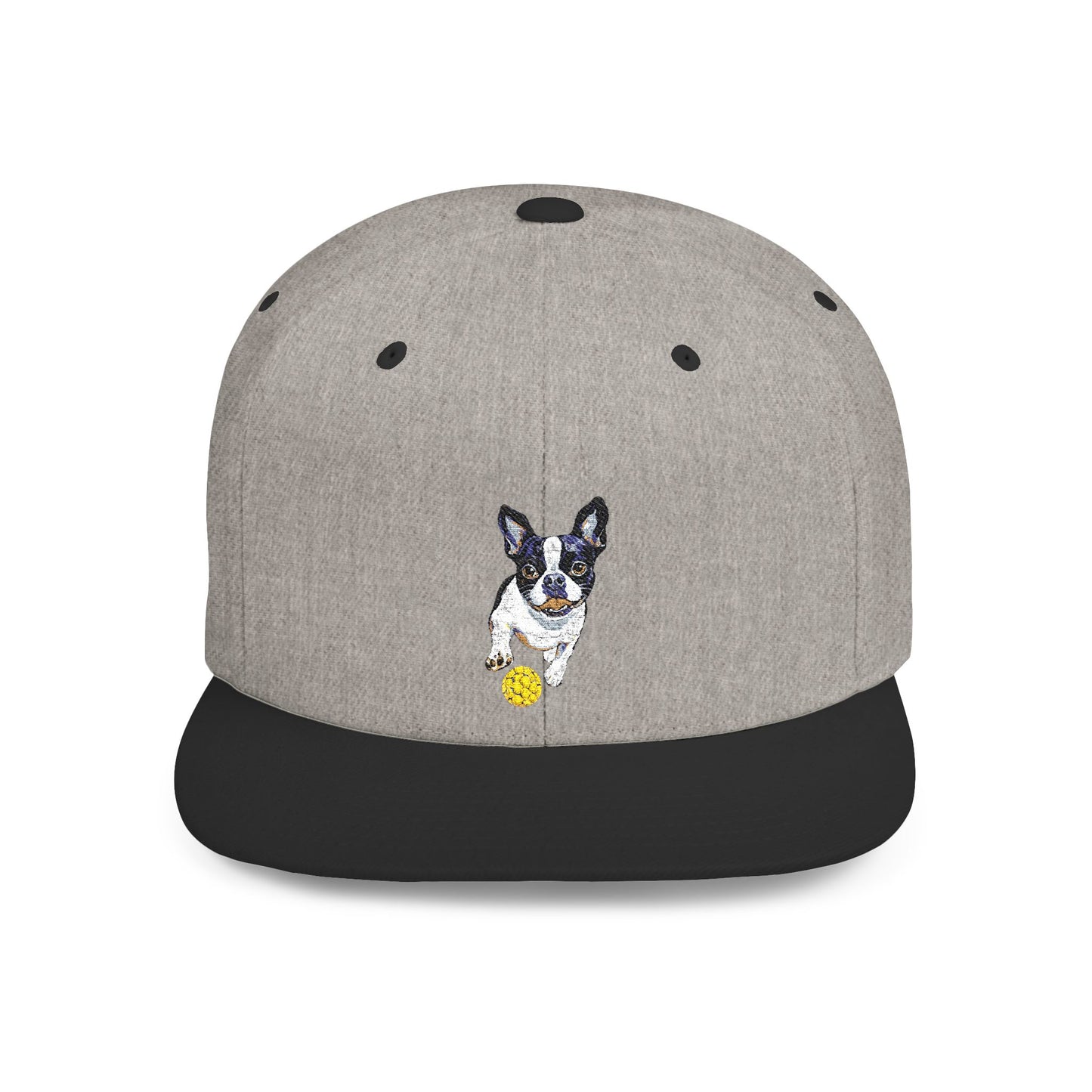 Picklball Boston Terrier Flat Bill Snapback Cap