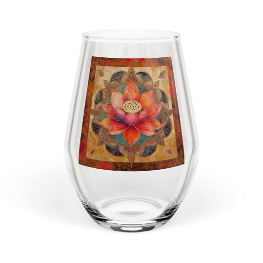 Lotus Mandala Stemless Wine Glass | 11.75oz
