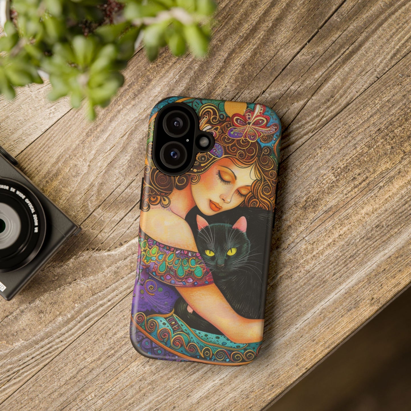 Colorful Cat Art Phone Case, Tough Phone Cover for Cat Lovers, Gift for Pet Owners, Artistic Mobile Case, Cute Cat Design