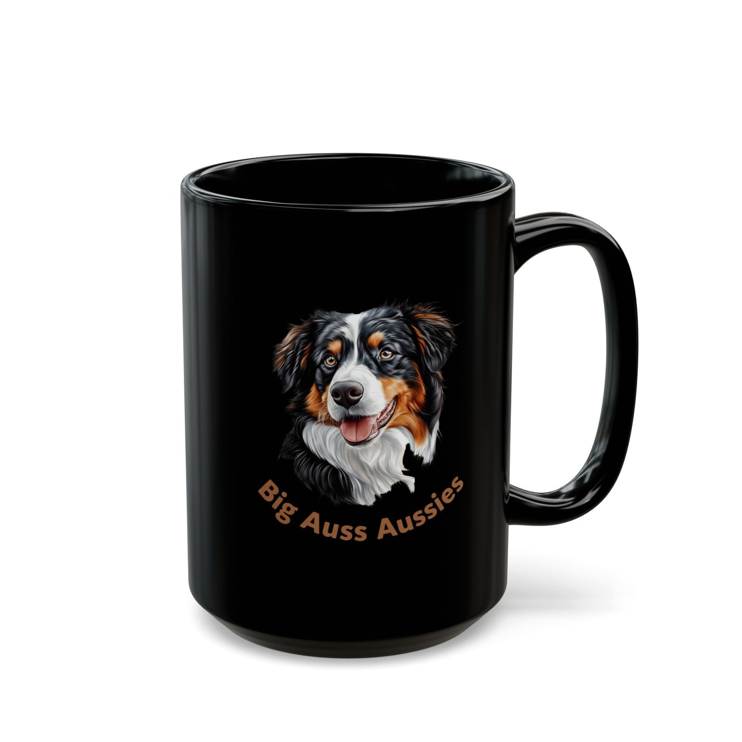 Big Auss Aussies Lover Mug, Pet Owner Gift, Australian Shepherd Coffee Cup, Black Ceramic Mug, Big Australian Shepherd