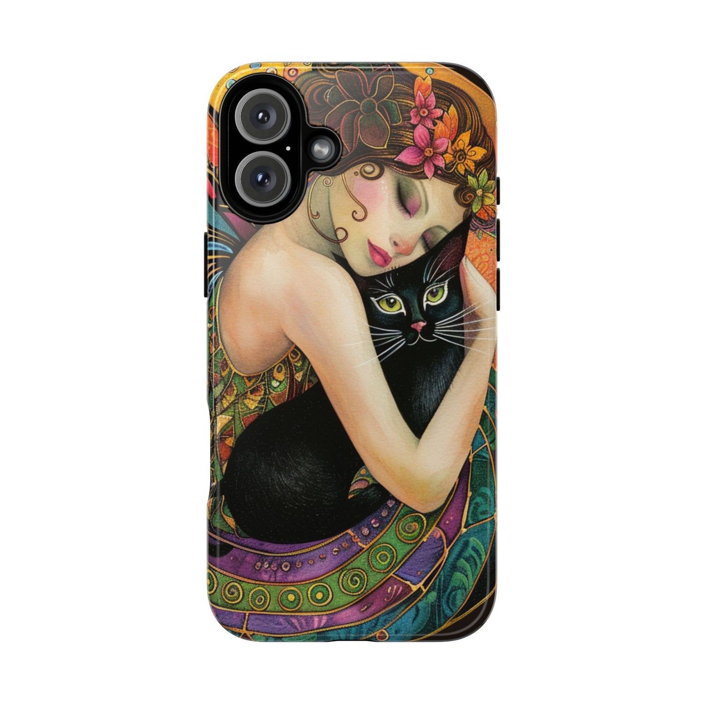 Colorful Art Phone Case with Cat and Fairy Design, Phone Cover Gift for Cat Lovers, Unique Floral Case, Magical Design, Vibrant Phone [...]