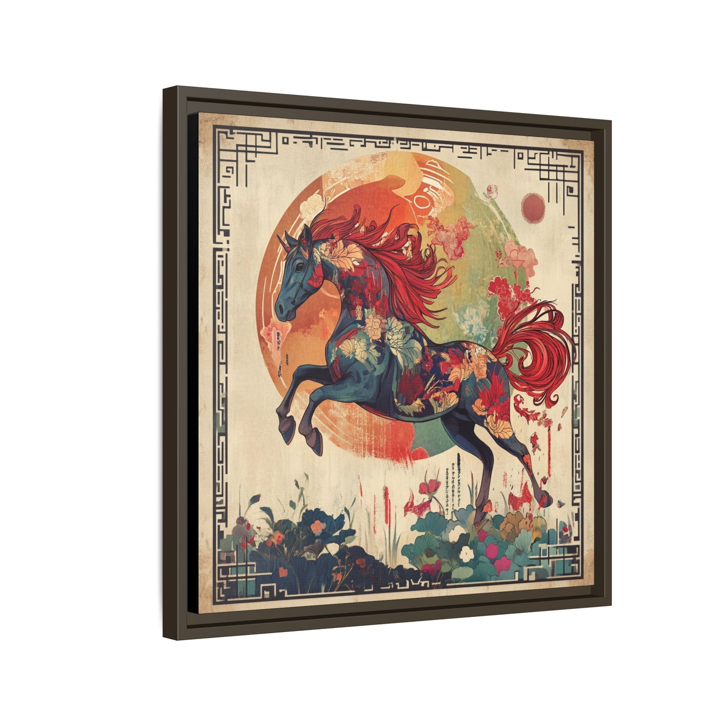 Fire Horse Year Matte Canvas Framed Print