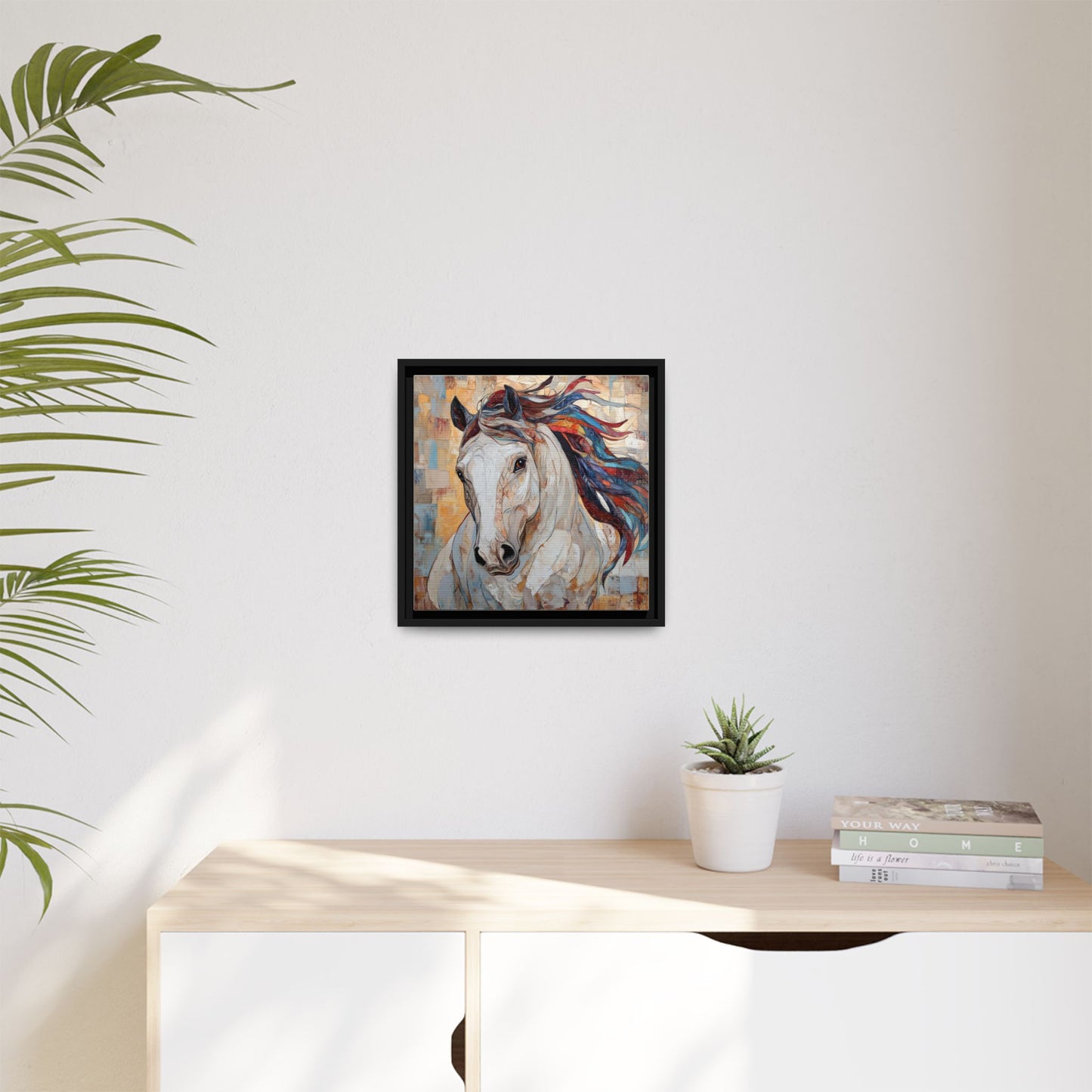 Colorful Mane Horse Matte Canvas Framed | Equine Wall Art