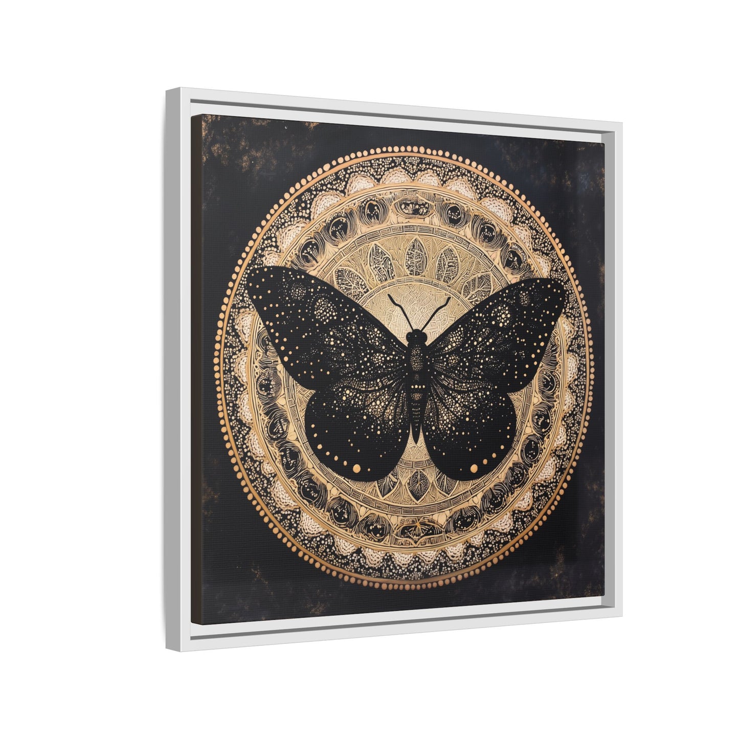 Black Moth Mandala Matte Canvas Framed | Wall Art