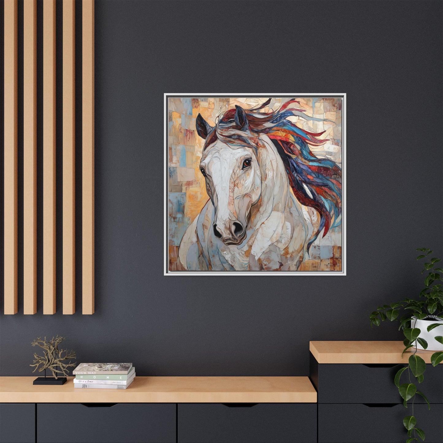 Colorful Mane Horse Matte Canvas Framed | Equine Wall Art