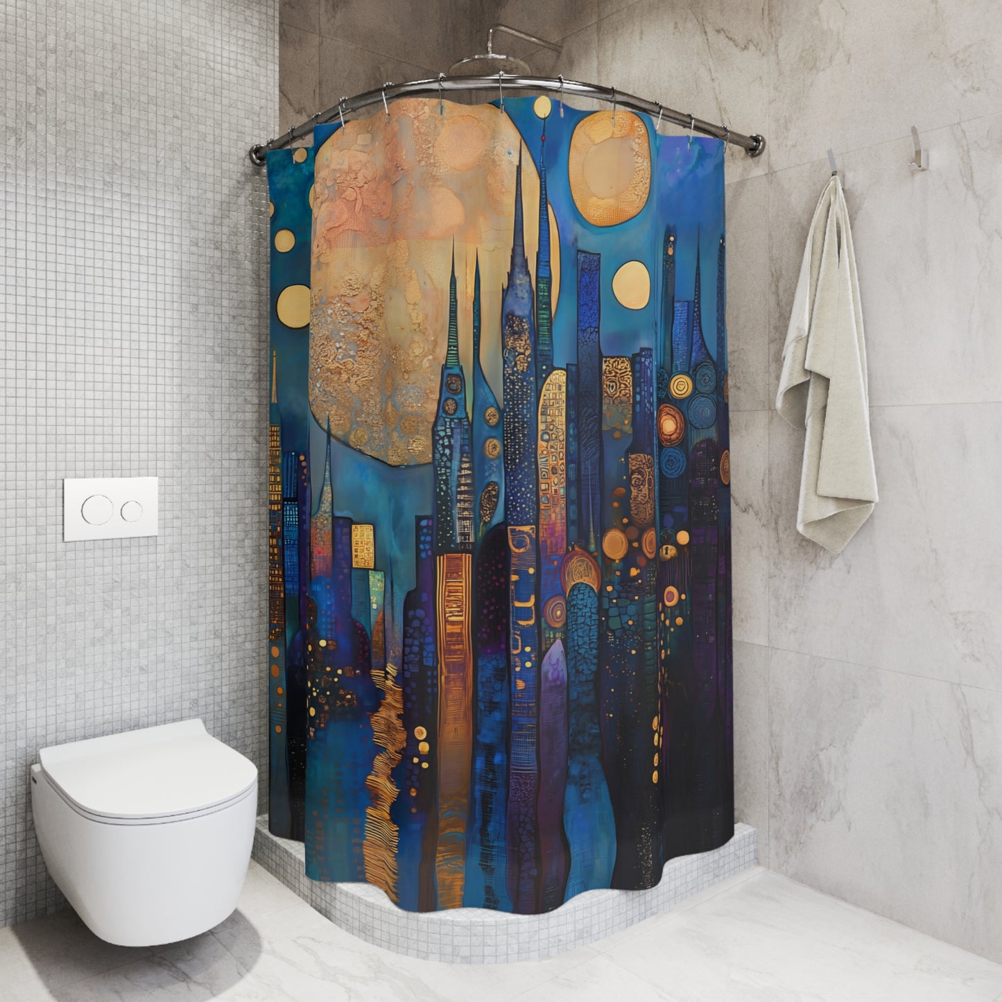 Cityscape Shower Curtain, Dreamy Bathroom Décor, Modern Art, Unique Gift, Home Essentials, Bathroom Upgrade