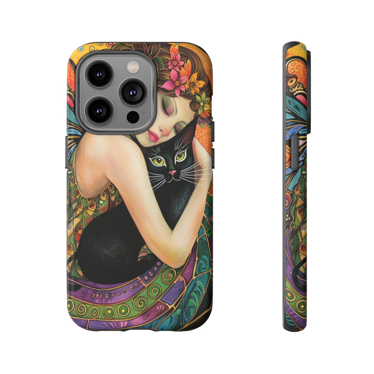 Colorful Art Phone Case with Cat and Fairy Design, Phone Cover Gift for Cat Lovers, Unique Floral Case, Magical Design, Vibrant Phone [...]