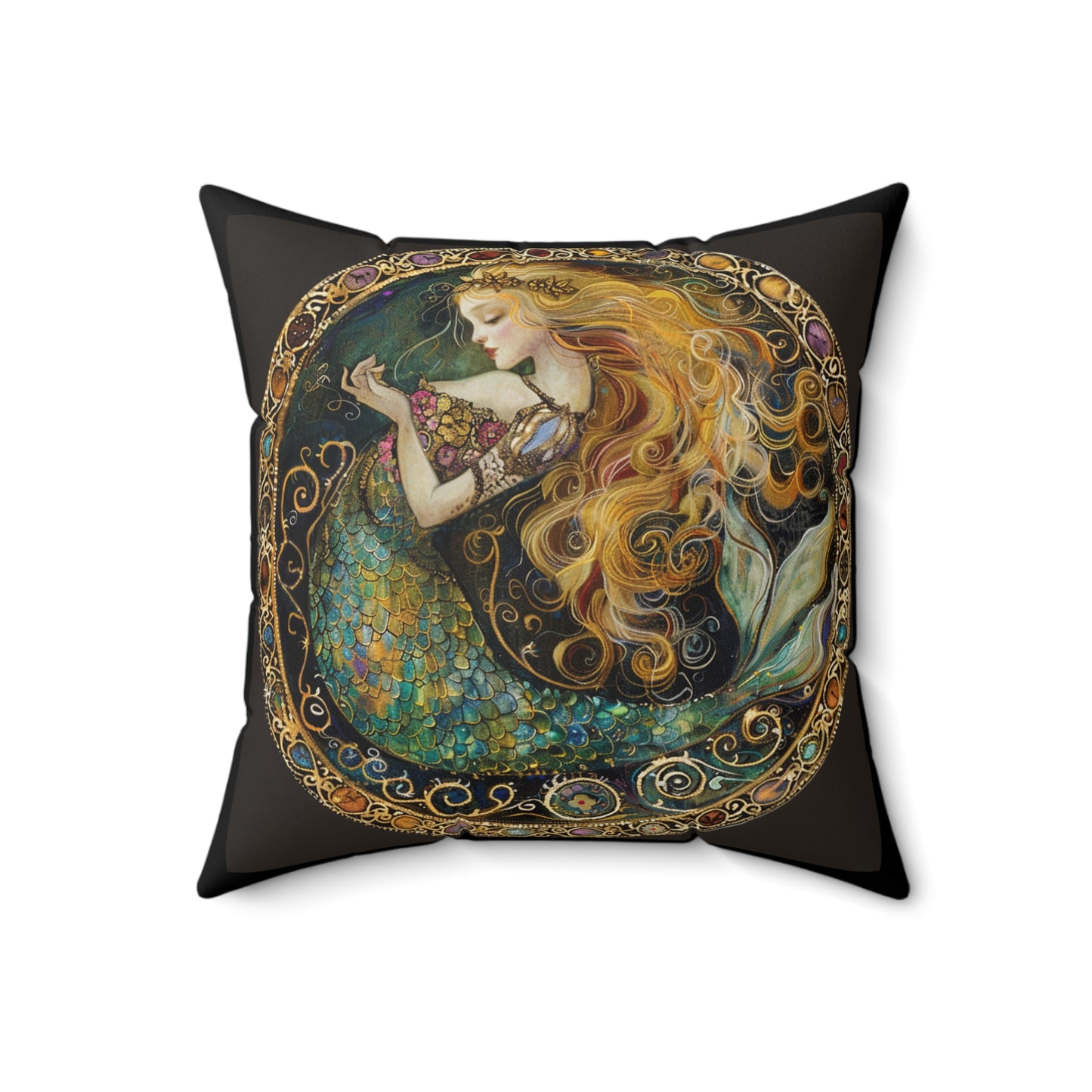Mermaid Dream Faux Suede Pillow | Decorative Cushion, Boho Home Decor, Cozy Living Room Accent, Gift for Her, Mermaid Lovers