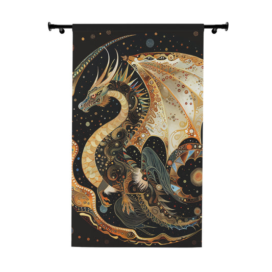 Fantasy Dragon Window Curtains, Whimsical Home Decor, Magical Curtains, Celestial Dragon Design, Living Room Gift, Unique Window Treatments
