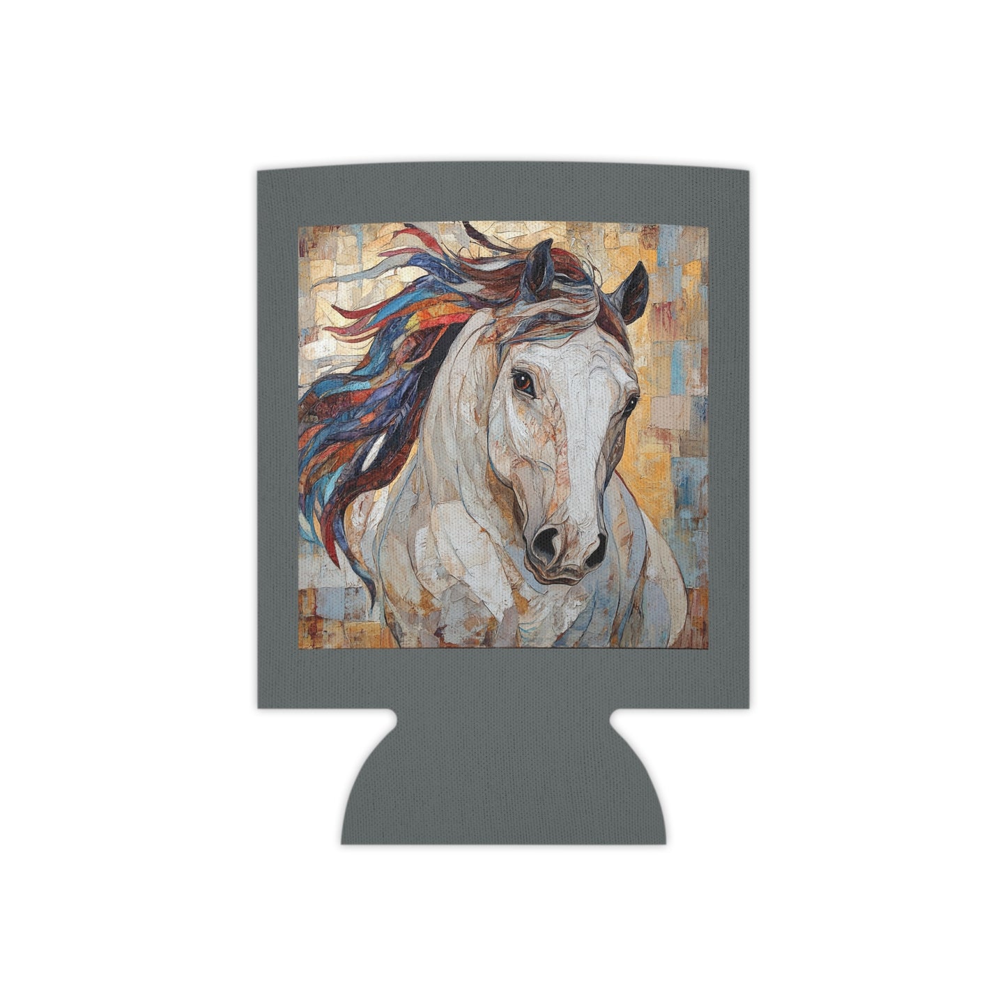 Beautiful Horse Art Can Cooler, Equestrian Gift, Horse Lover Accessory, Customized Beverage Holder, Rustic Home Bar Decor
