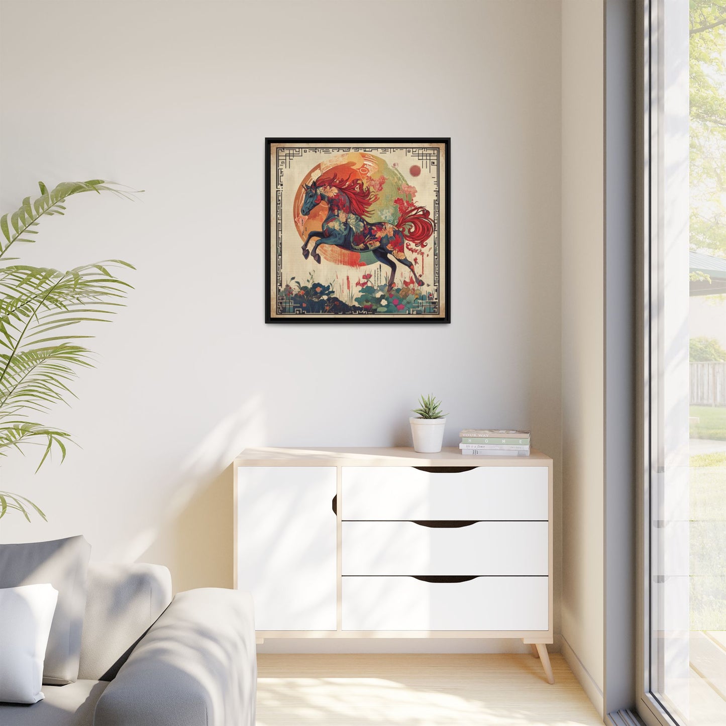 Fire Horse Year Matte Canvas Framed Print