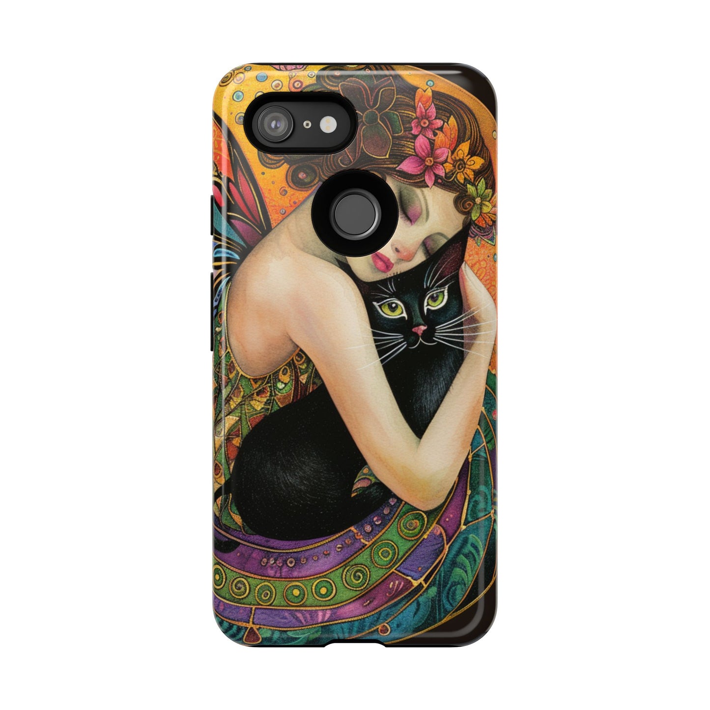 Colorful Art Phone Case with Cat and Fairy Design, Phone Cover Gift for Cat Lovers, Unique Floral Case, Magical Design, Vibrant Phone [...]