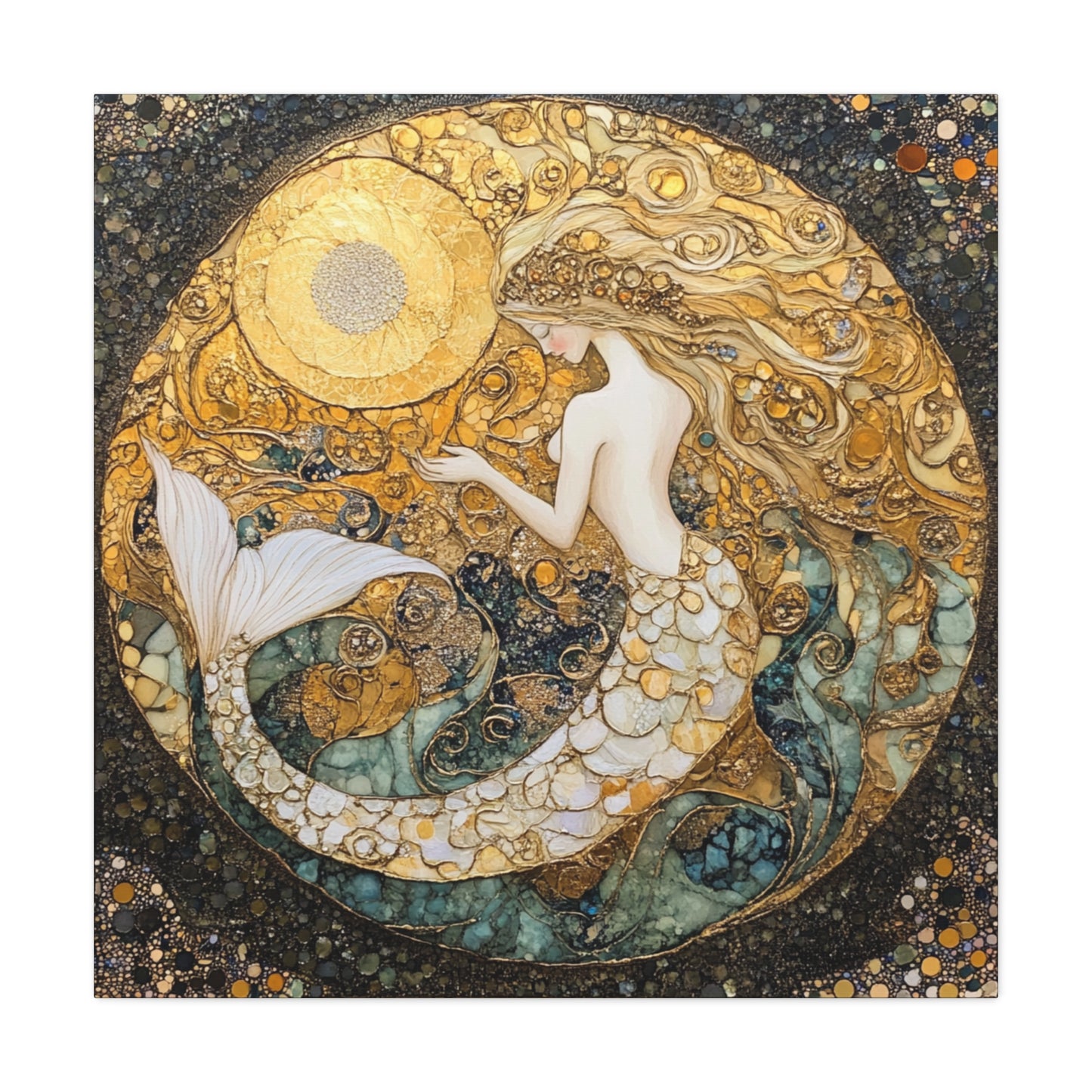 Elegant Mermaid Wall Art - Stretched Matte Canvas, Nautical Decor, Ocean Lover Gift, Home Decoration, Unique Mermaid Artwork