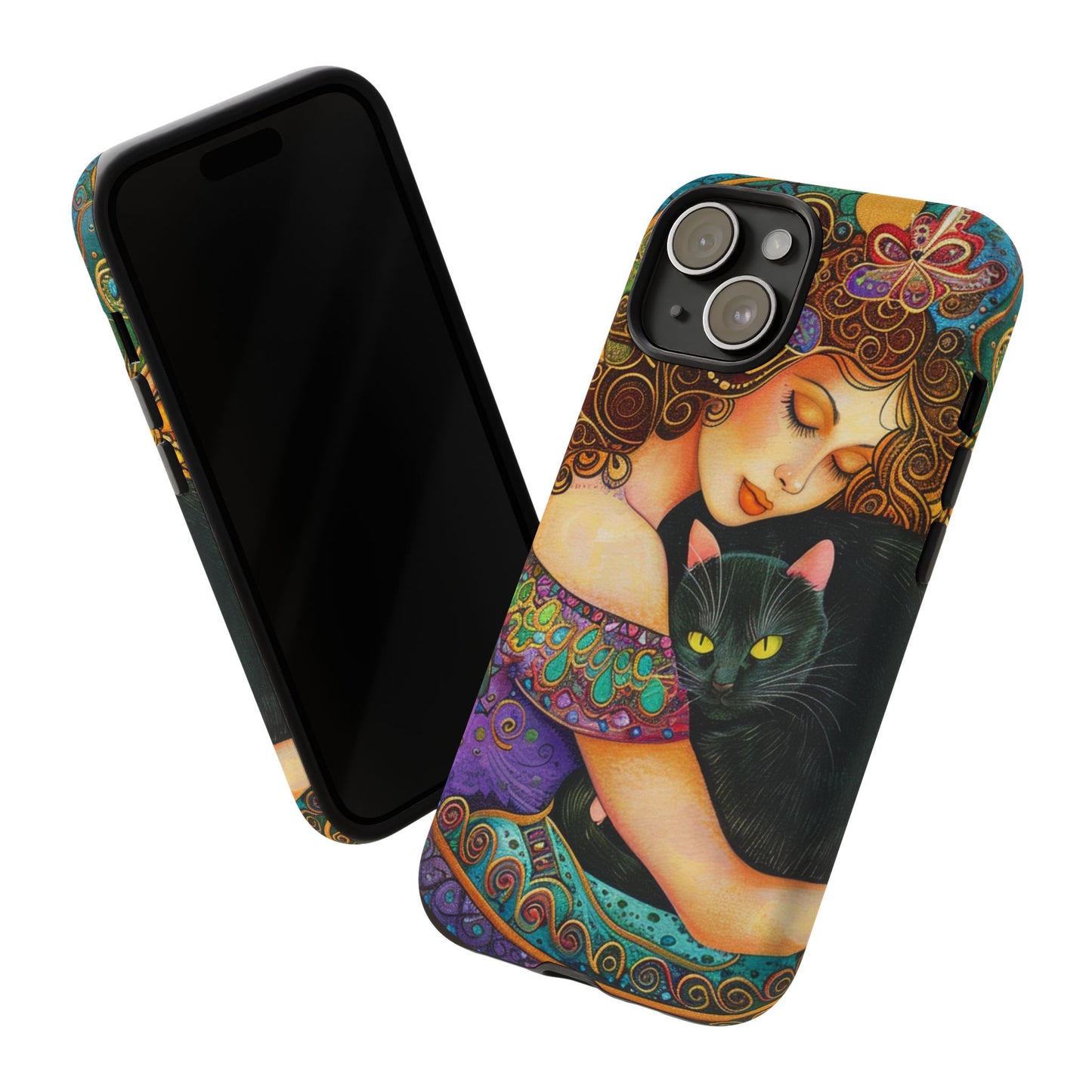 Colorful Cat Art Phone Case, Tough Phone Cover for Cat Lovers, Gift for Pet Owners, Artistic Mobile Case, Cute Cat Design