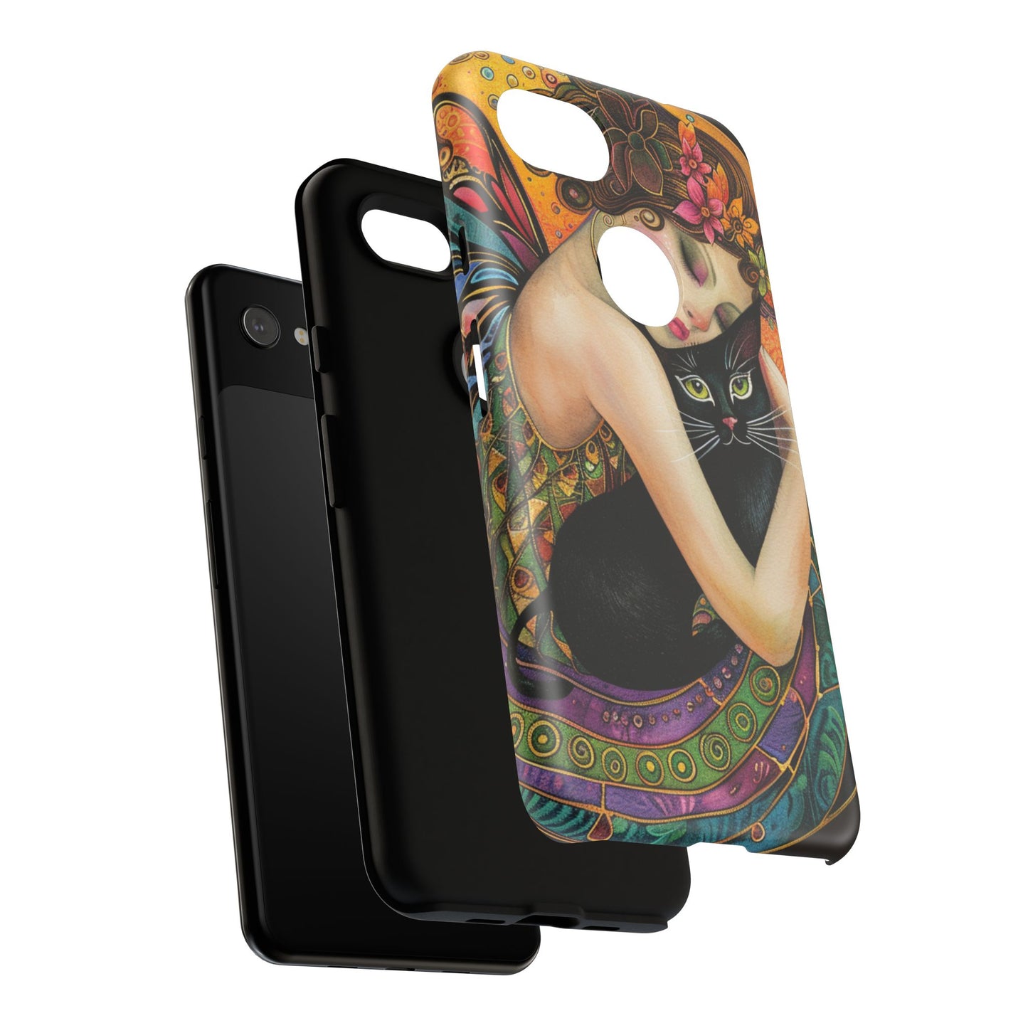 Colorful Art Phone Case with Cat and Fairy Design, Phone Cover Gift for Cat Lovers, Unique Floral Case, Magical Design, Vibrant Phone [...]