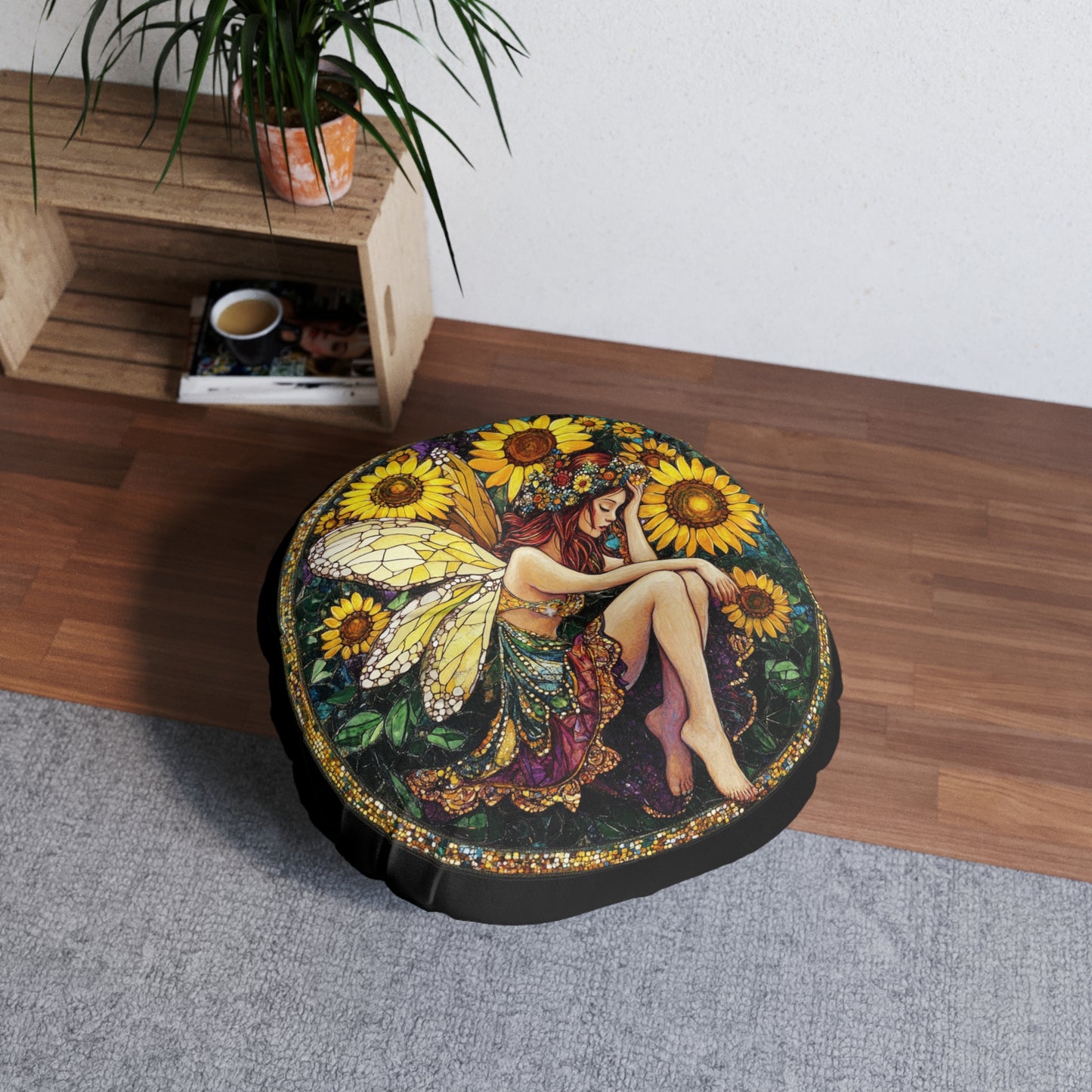 Sunflower Fairy Tufted Floor Pillow, Round Sunflower Fairy Design, Cozy Home Decor, Perfect for Living Room, Gift for Nature Lovers, [...]