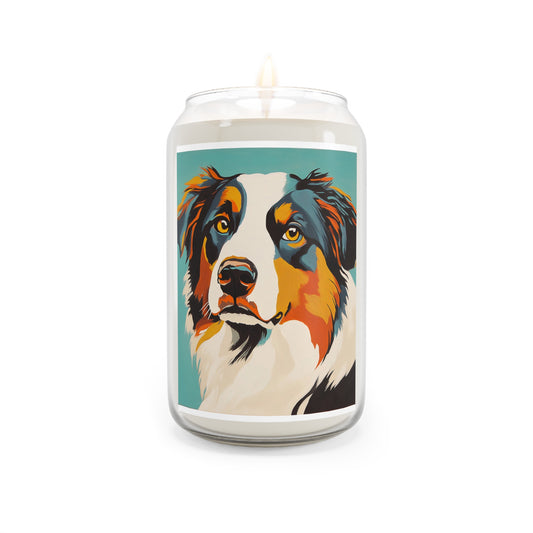 Mid Century Modern Aussie  Soy Candles for Dog Lovers | Colorful Australian Shepherd Design | Perfect Gift for Pet Owners, Home Decor