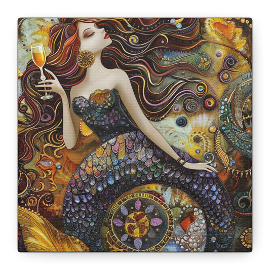Mermaid Art Canvas, Relaxing Home Decor, Whimsical Wall Art, Unique Gift, Fantasy Artwork