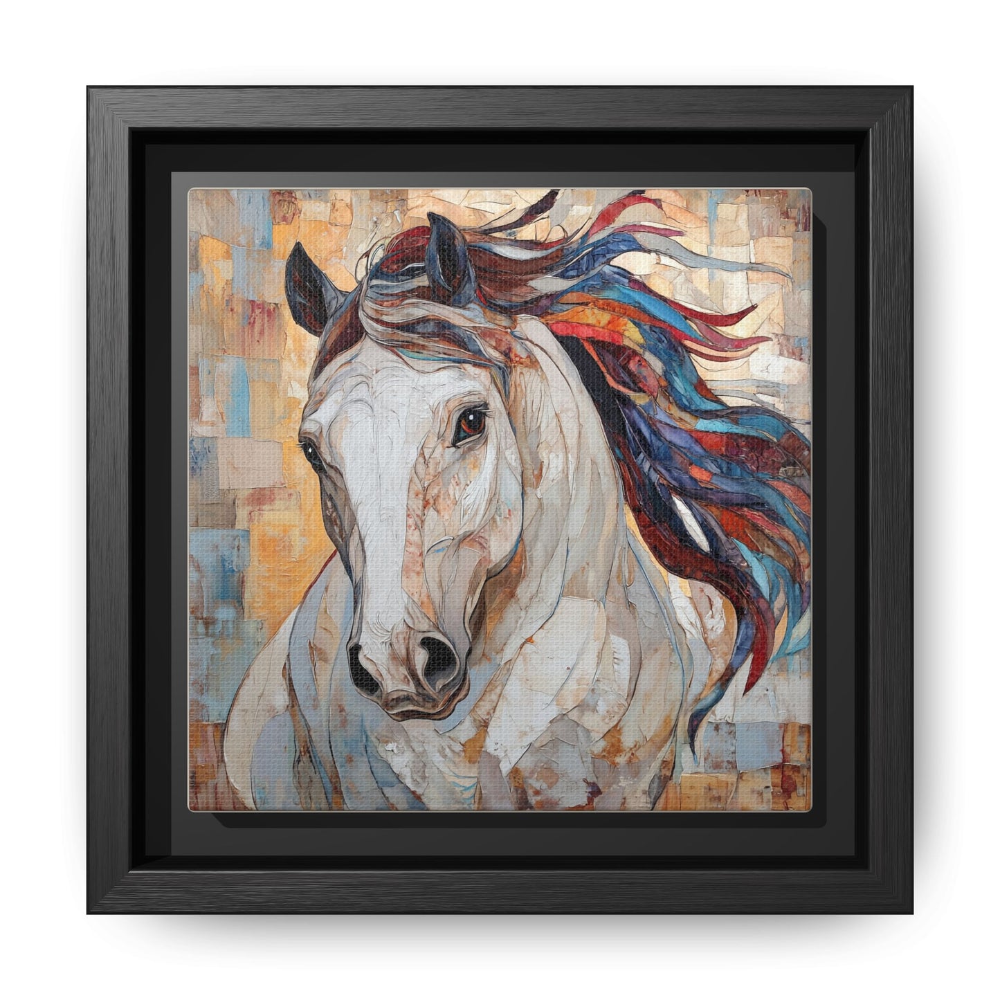 Colorful Mane Horse Matte Canvas Framed | Equine Wall Art