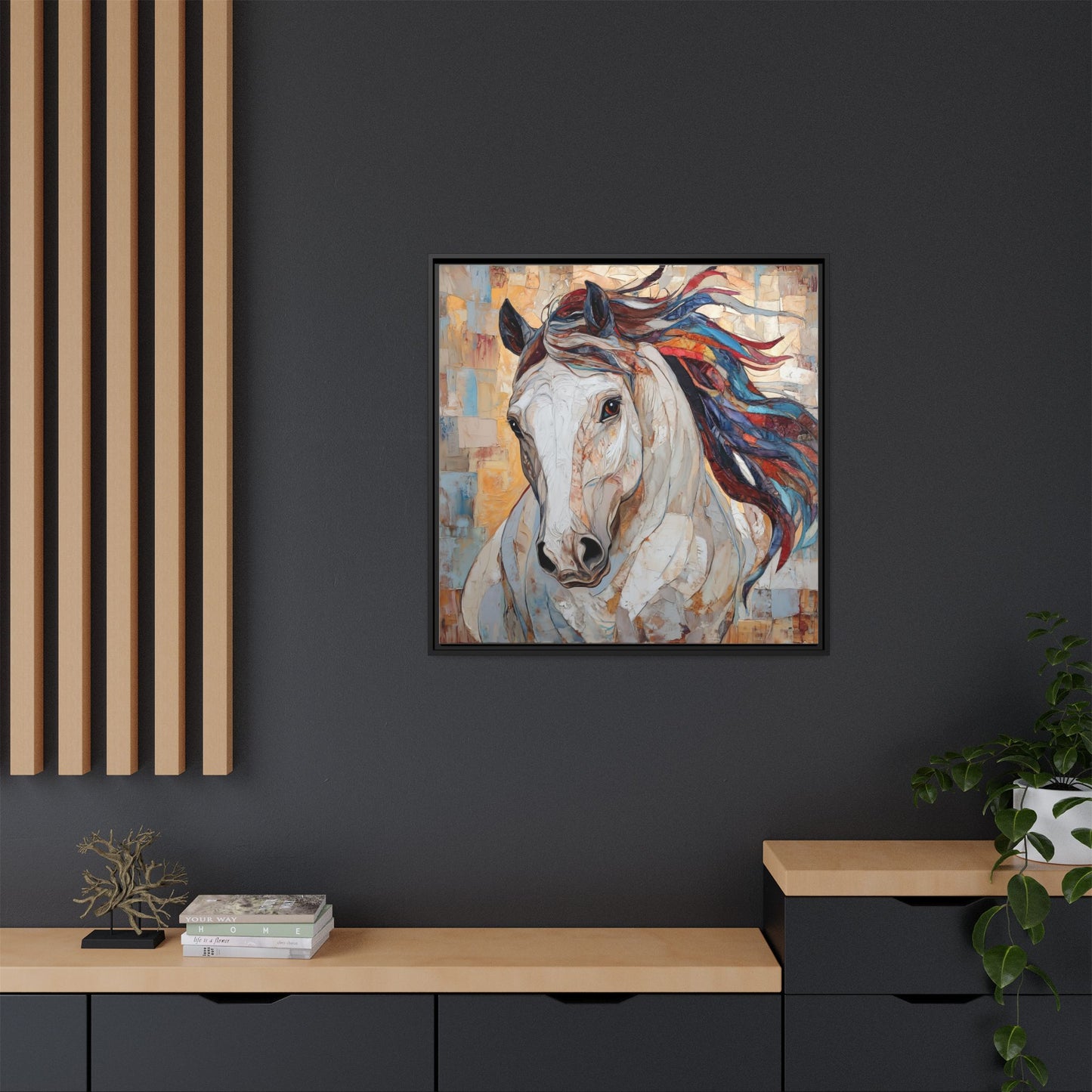 Colorful Mane Horse Matte Canvas Framed | Equine Wall Art