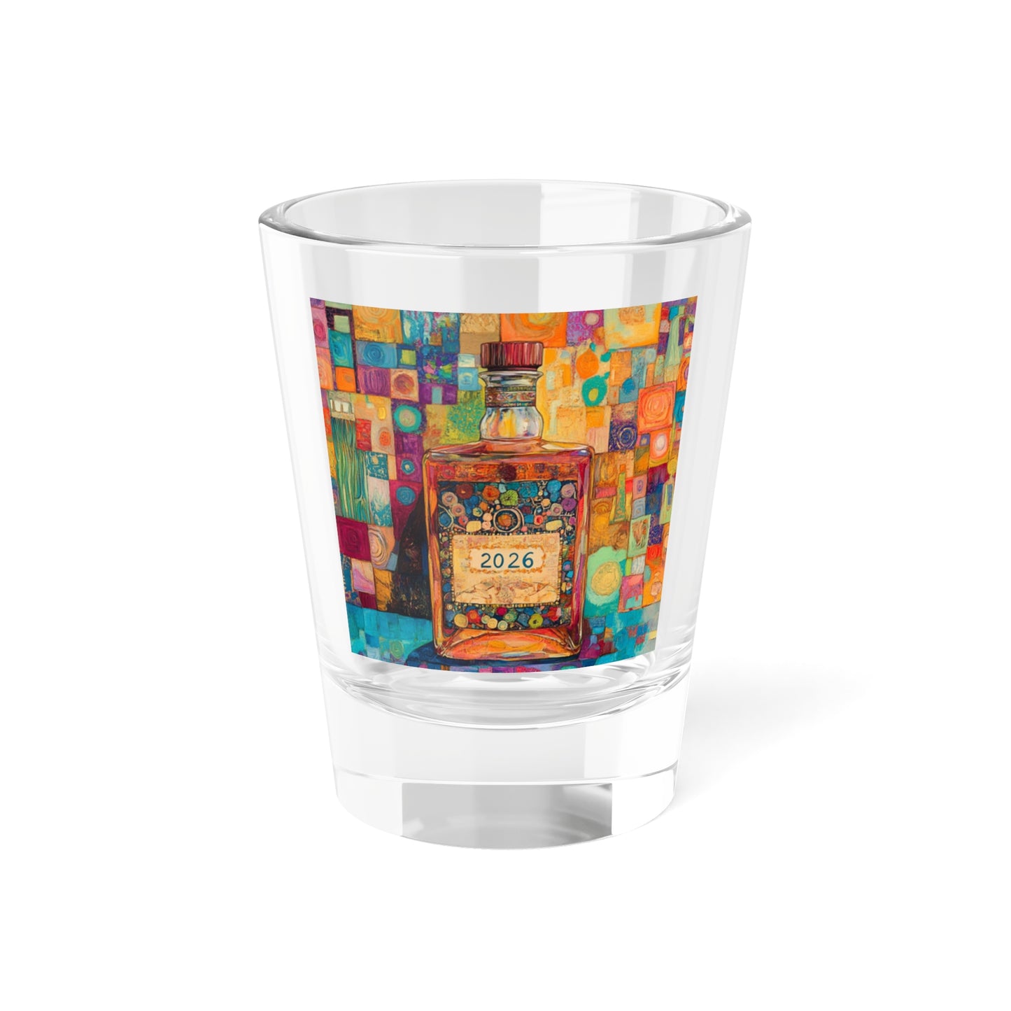 Happy New Year 2026 Tequila Colorful Bottle Shot Glass | 1.5oz