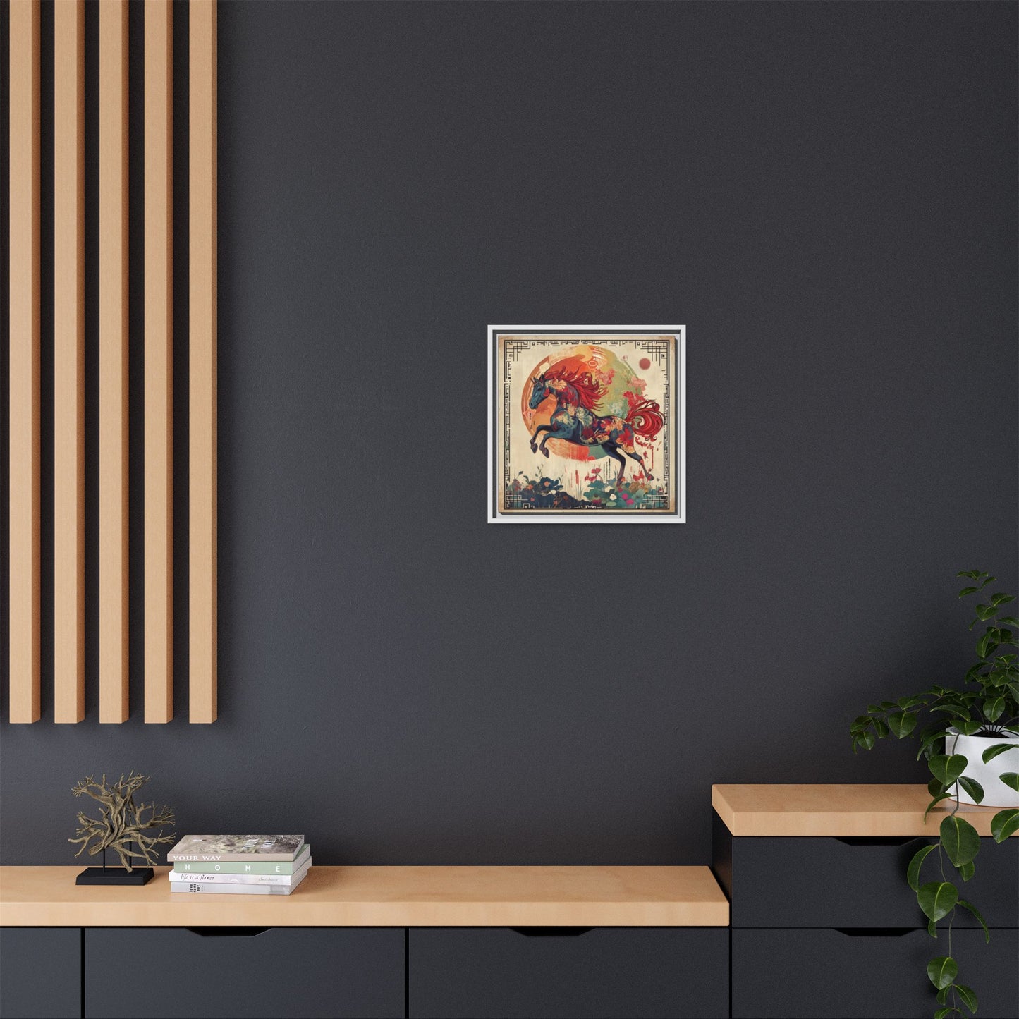 Fire Horse Year Matte Canvas Framed Print