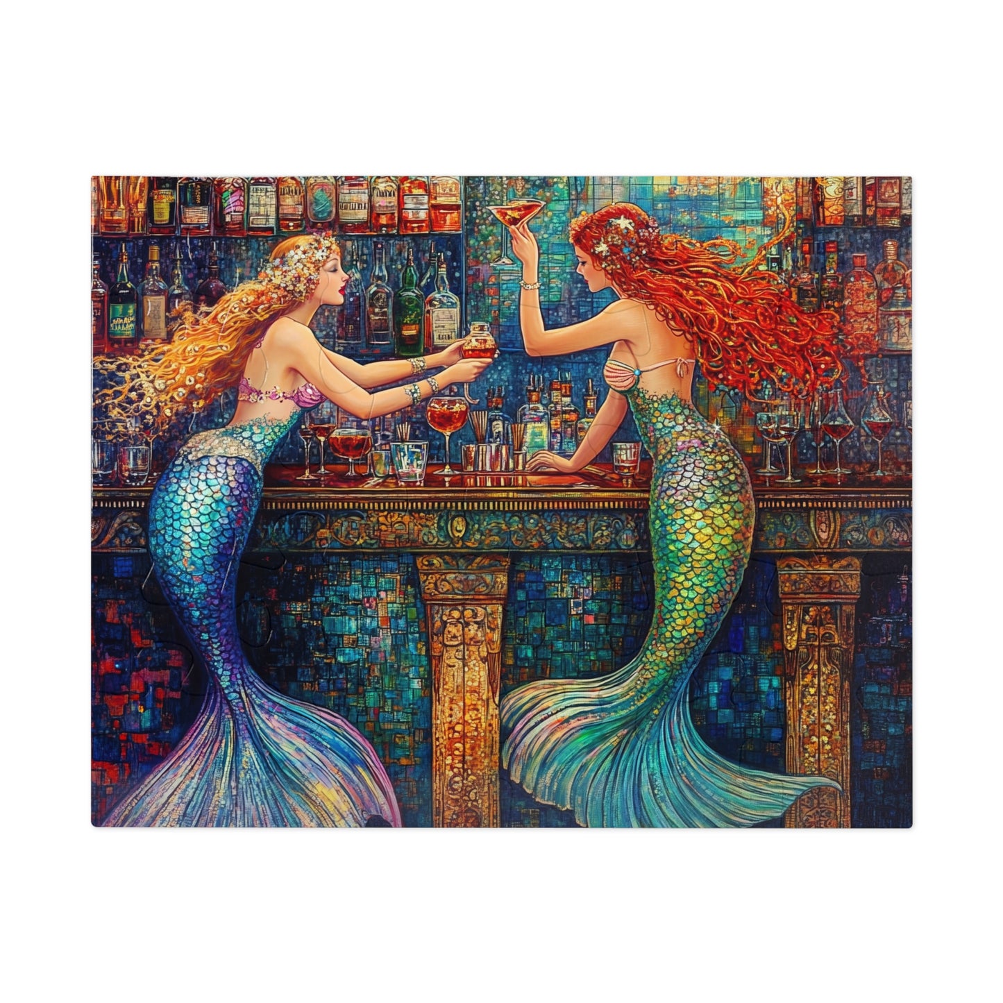 Mermaid Bar Jigsaw Puzzle with Tin | Colorful Ocean Fantasy Puzzle