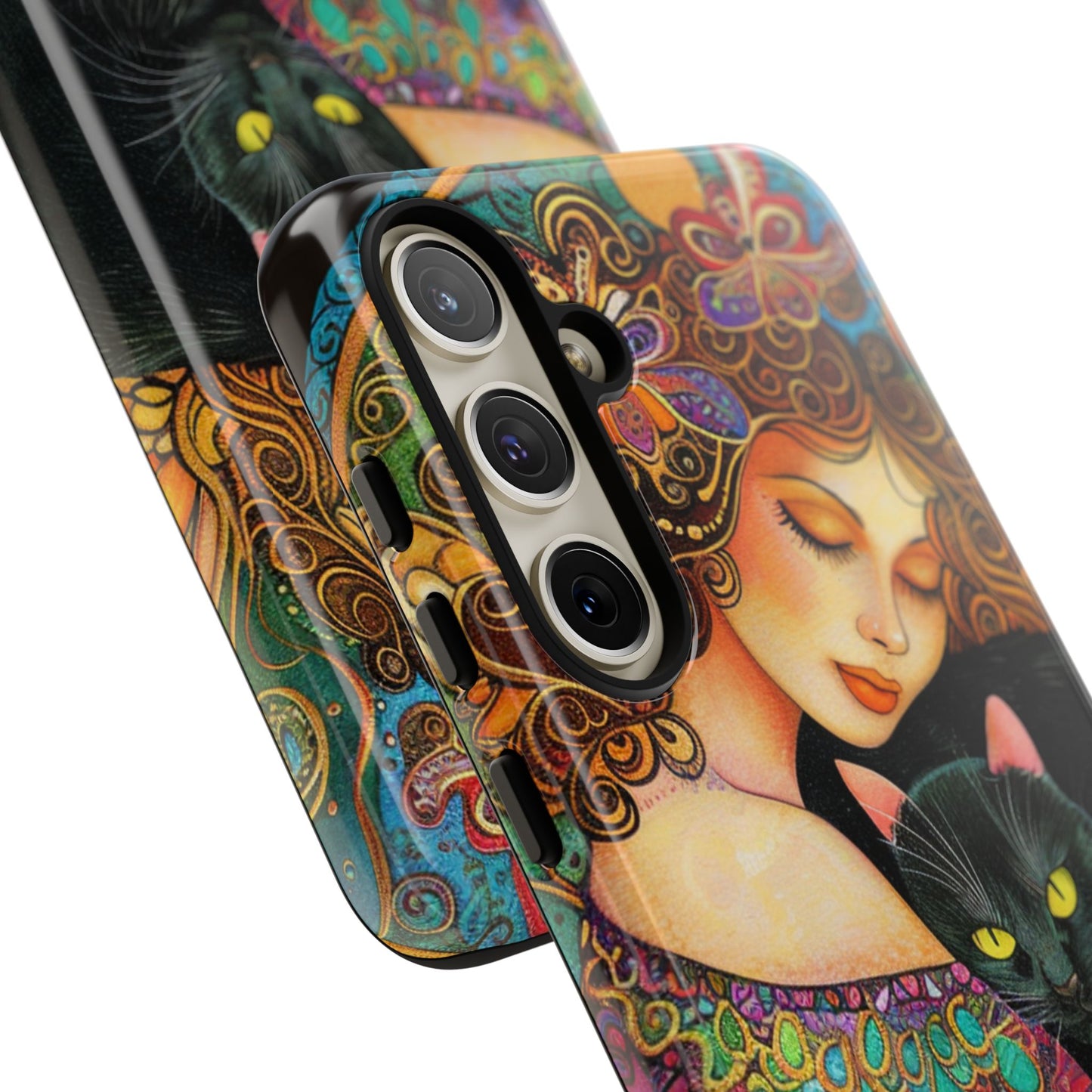 Colorful Cat Art Phone Case, Tough Phone Cover for Cat Lovers, Gift for Pet Owners, Artistic Mobile Case, Cute Cat Design