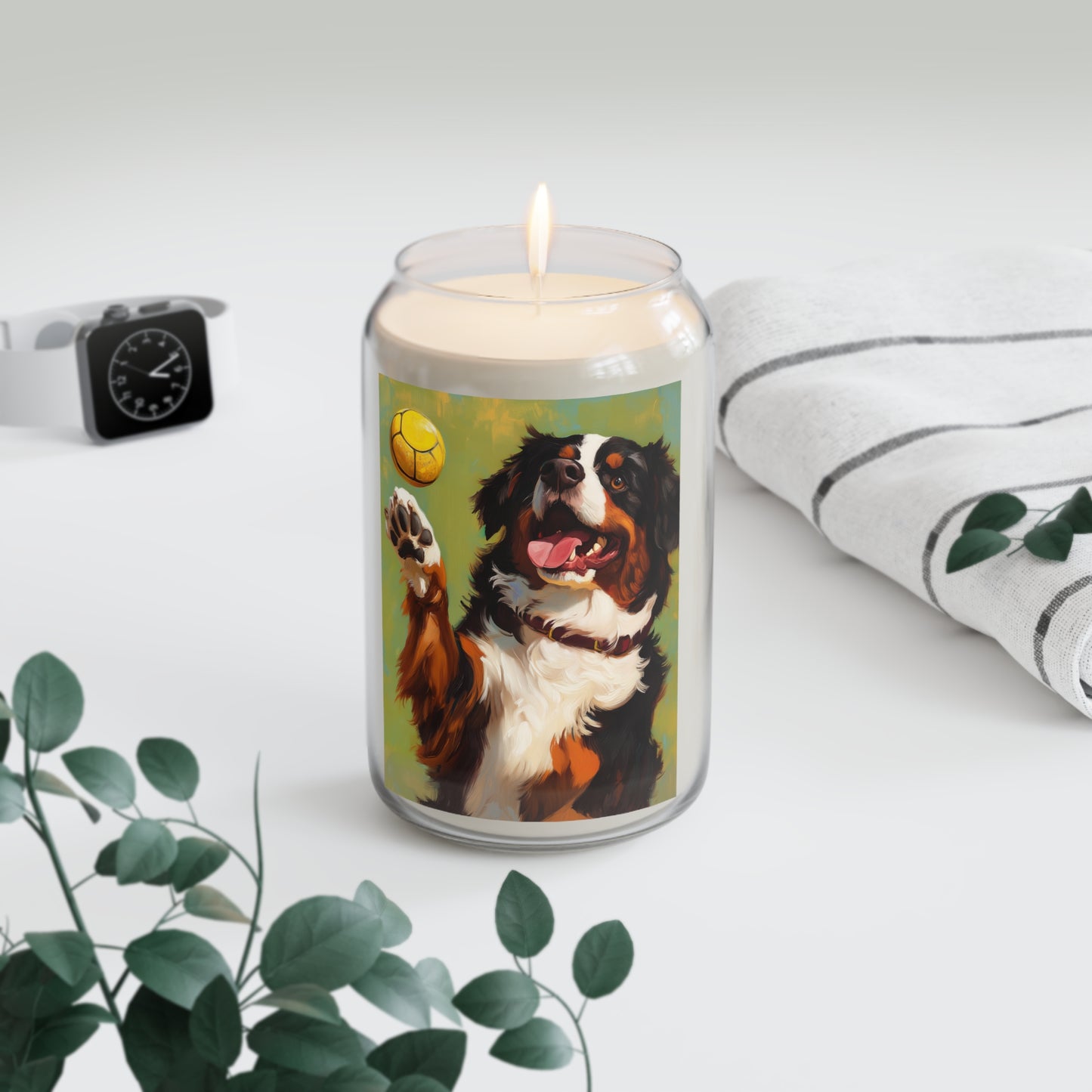 Playful Bernese Mountain Dog Pickleball Candle | Soy Candle 13.75oz