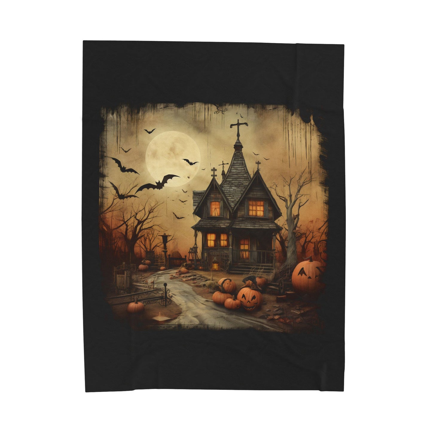 Halloween House Themed Velveteen Plush Blanket, Cozy Throw for Autumn, Spooky Home Decor, Ghostly Gift for Halloween Parties, Fall [...]