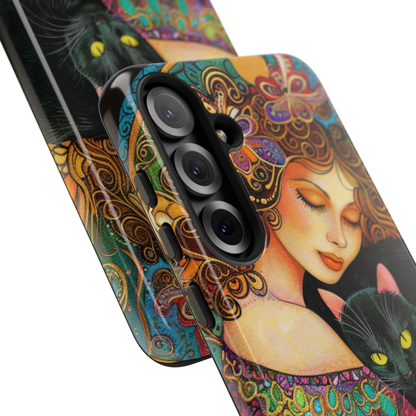 Colorful Cat Art Phone Case, Tough Phone Cover for Cat Lovers, Gift for Pet Owners, Artistic Mobile Case, Cute Cat Design