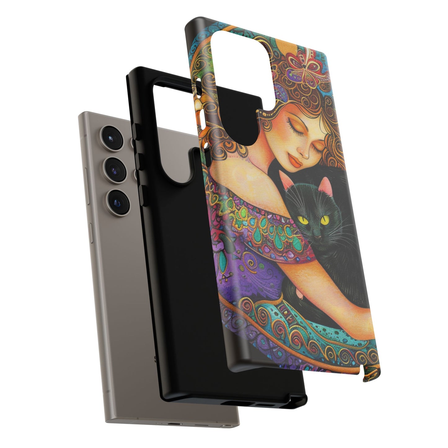 Colorful Cat Art Phone Case, Tough Phone Cover for Cat Lovers, Gift for Pet Owners, Artistic Mobile Case, Cute Cat Design