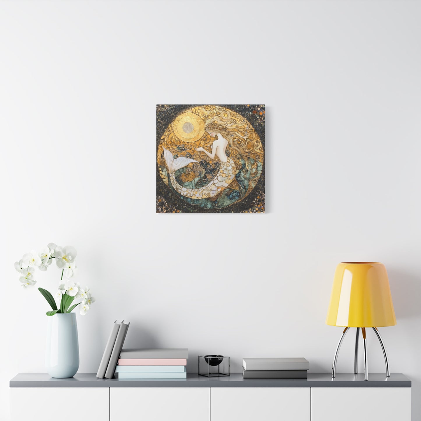 Elegant Mermaid Wall Art - Stretched Matte Canvas, Nautical Decor, Ocean Lover Gift, Home Decoration, Unique Mermaid Artwork