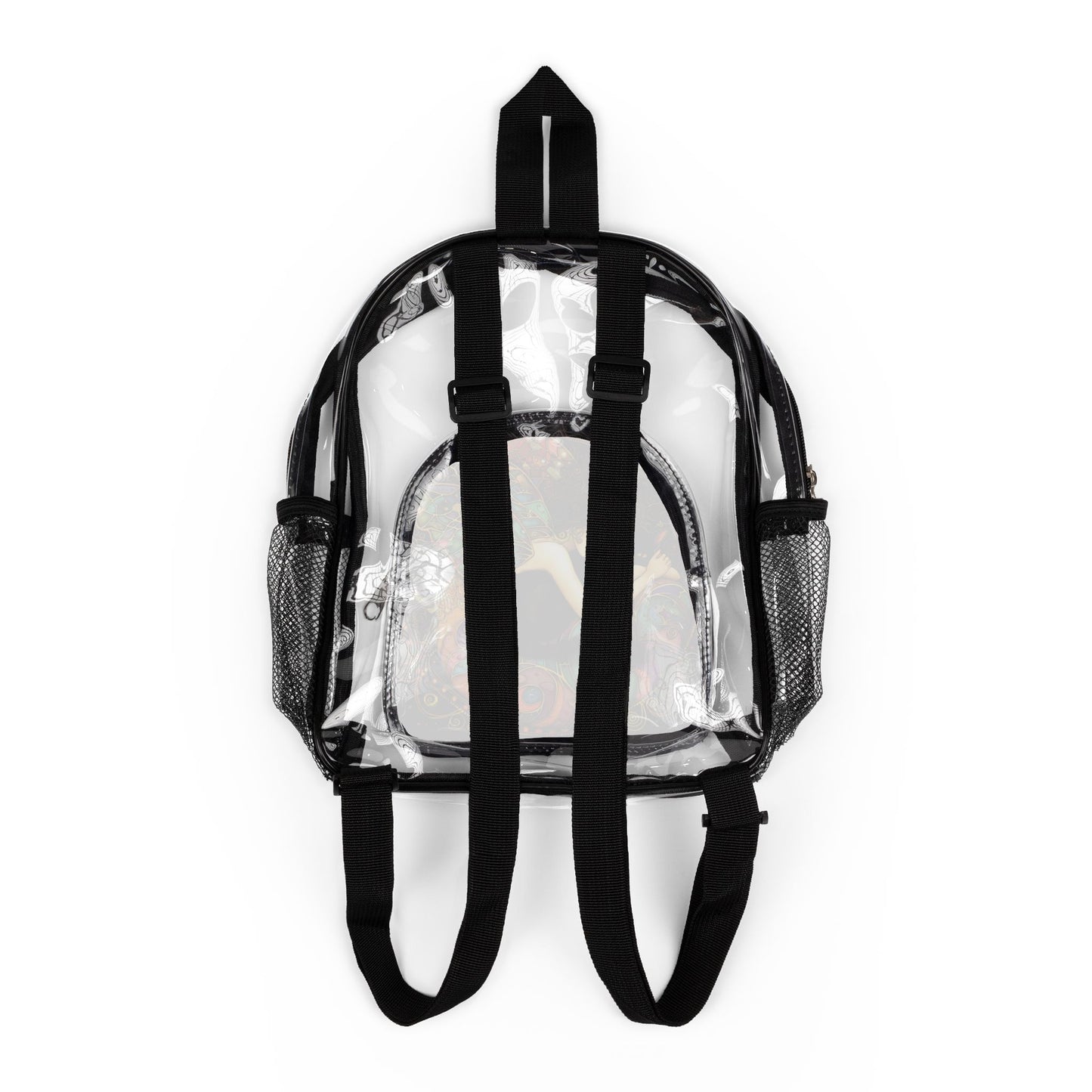 Fairy Cat Clear Stadium Backpack with Artistic Design, Transparent Bag, Festival Ready, Game Day Essentials, Eco-Friendly Carryall