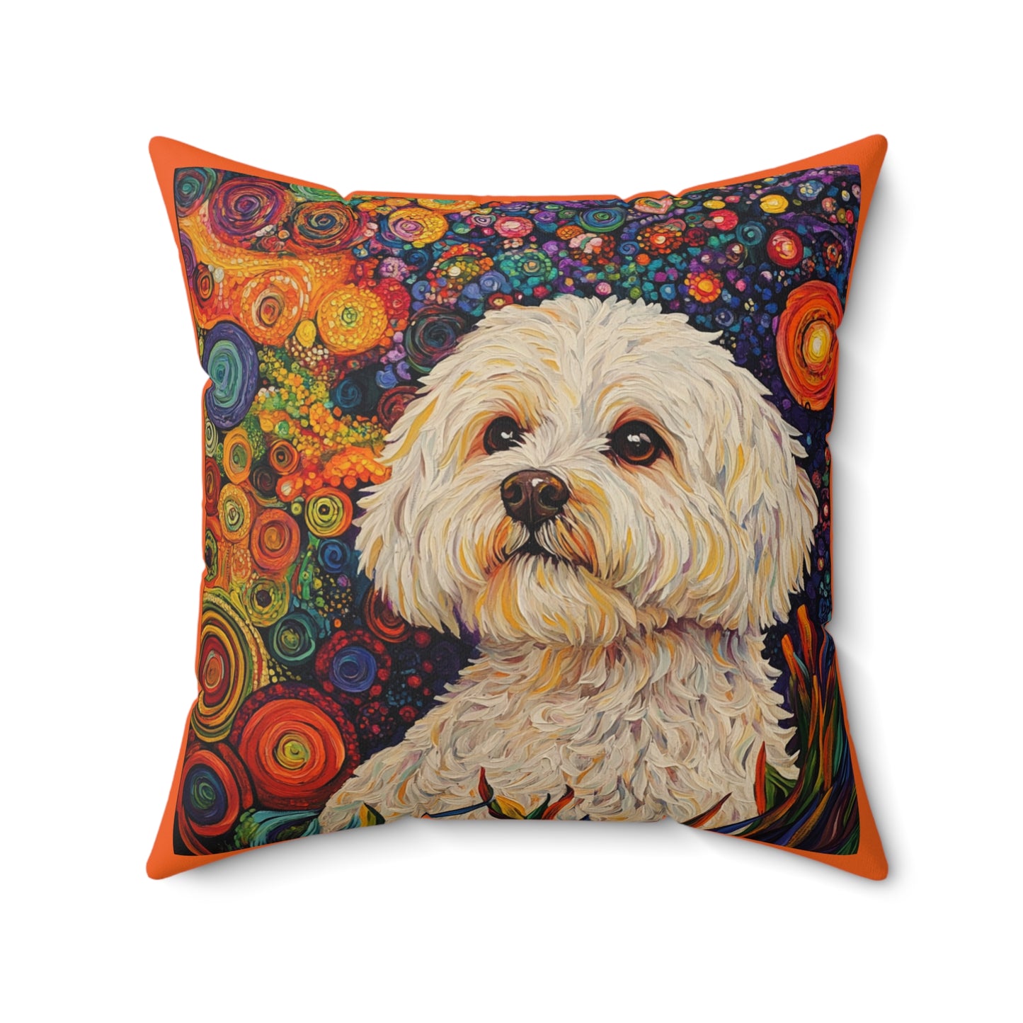 Bichon Frise Art Pillow, Pet Lover Gift, Cafe Decor, Cozy Home Accent, Dog-Themed Cushion