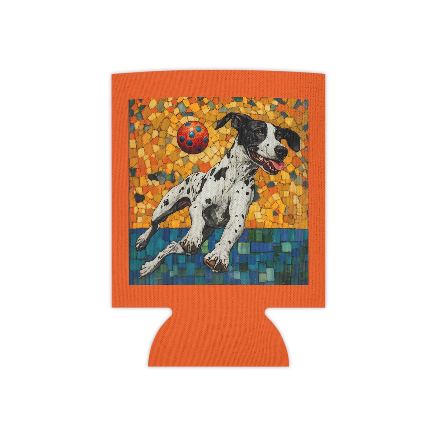 Great Dane Pickleball  Can Cooler | Dog Mosaic Illustration