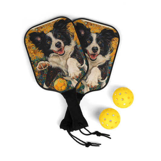 Border Collie Pickleball Paddle Set with Dog Design | Fun Sports Gear for Pet Lovers, Pickleball Gifts, Active Lifestyle