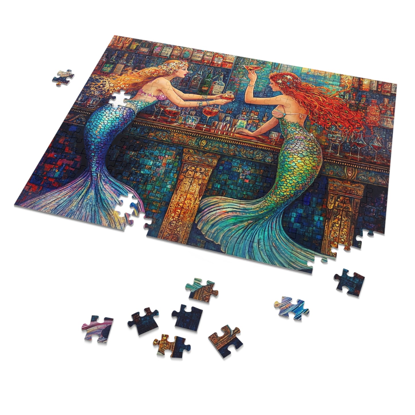 Mermaid Bar Jigsaw Puzzle with Tin | Colorful Ocean Fantasy Puzzle