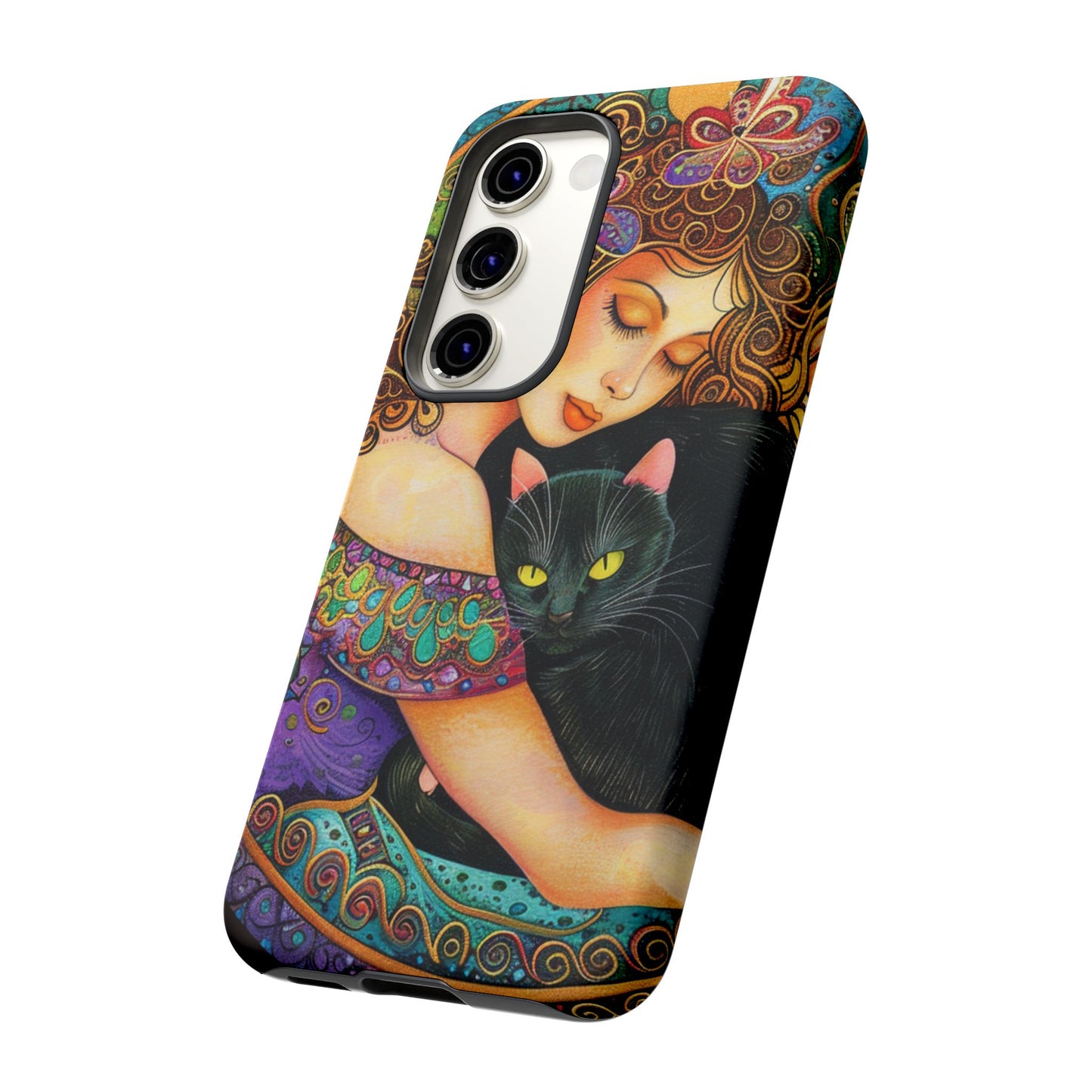Colorful Cat Art Phone Case, Tough Phone Cover for Cat Lovers, Gift for Pet Owners, Artistic Mobile Case, Cute Cat Design